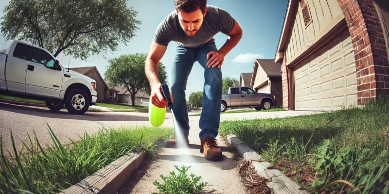 man using a weed killer